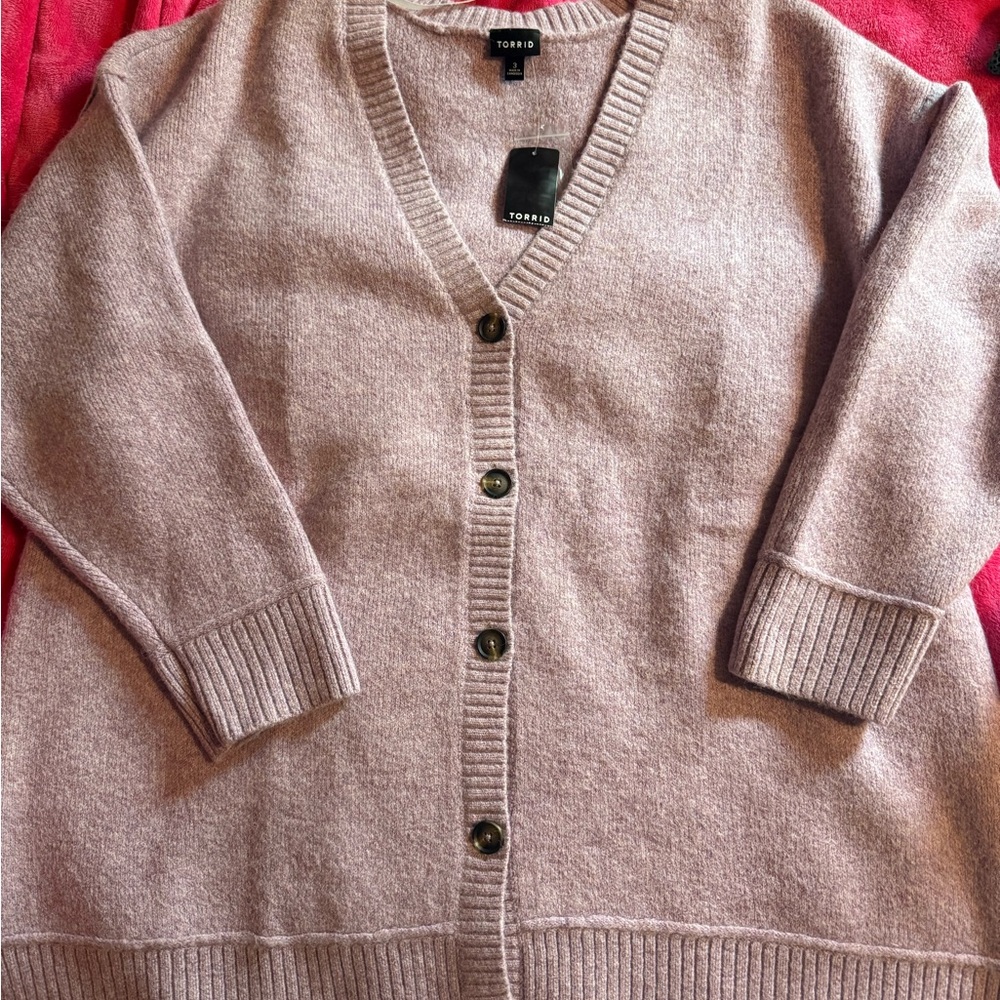 Torrid Soft Pink Button-Up Cardigan